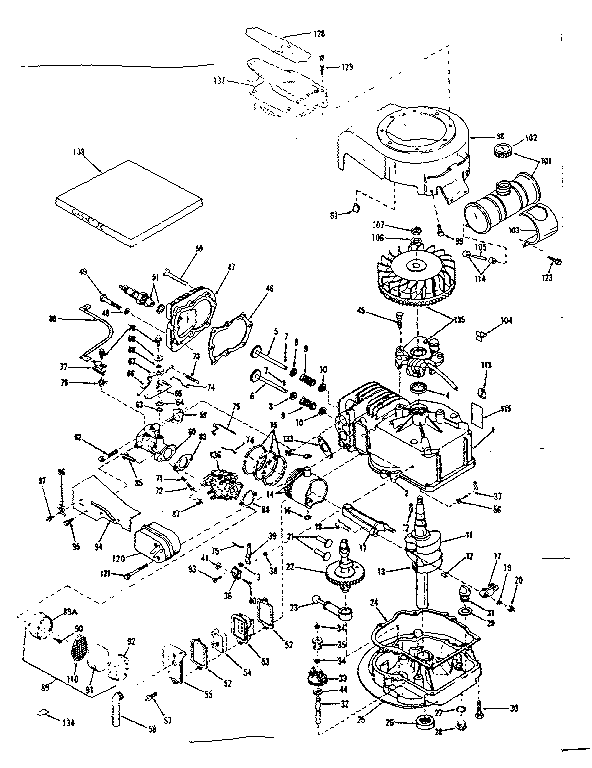 Basic Engine Diagram and Parts List for 143122261  Craftsman Engine