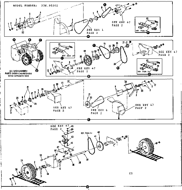 Wheel Assembly Diagram and Parts List for 53690502  Craftsman Snow Blower