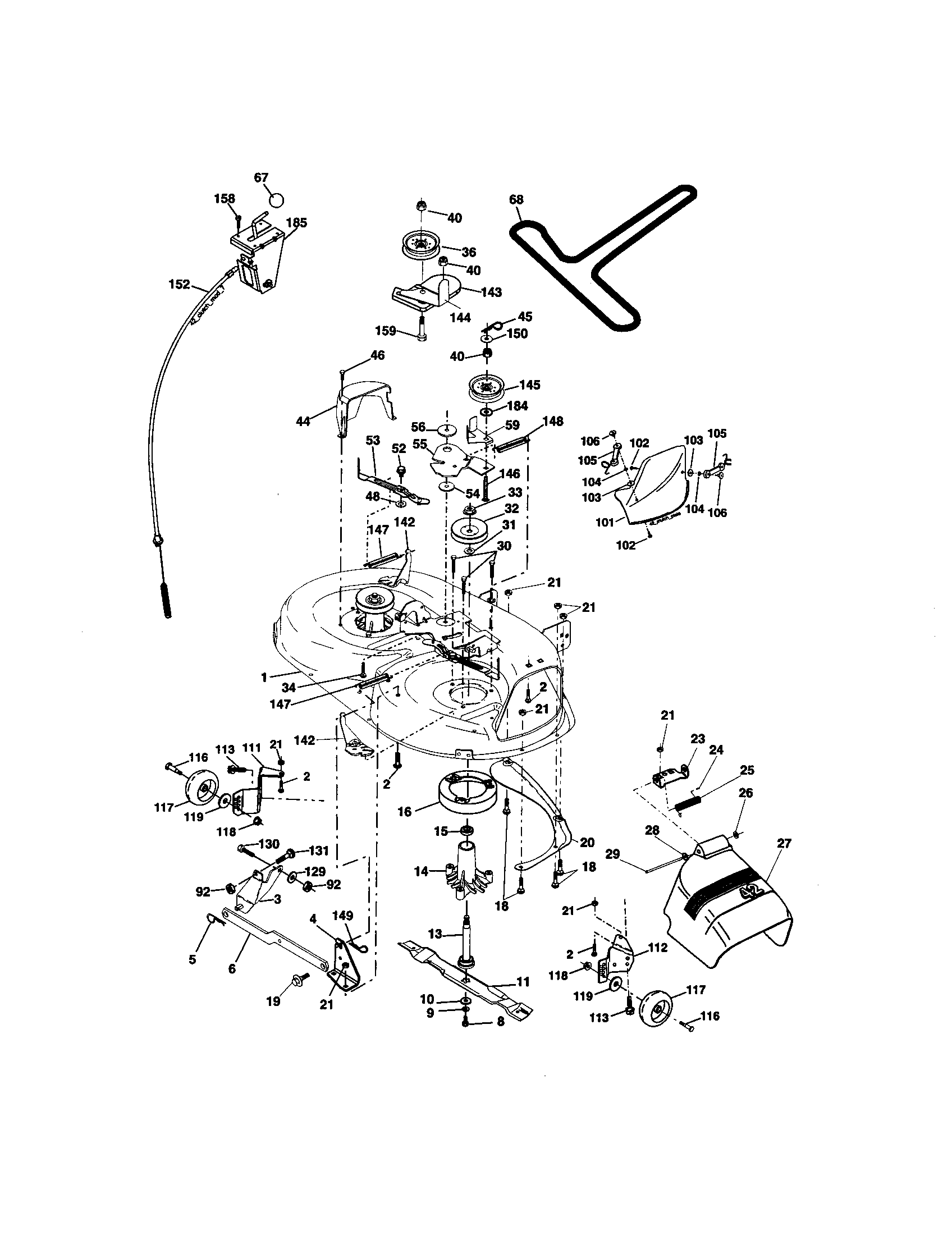 Mower Deck Diagram and Parts List for 917273522  Craftsman Lawn Tractor