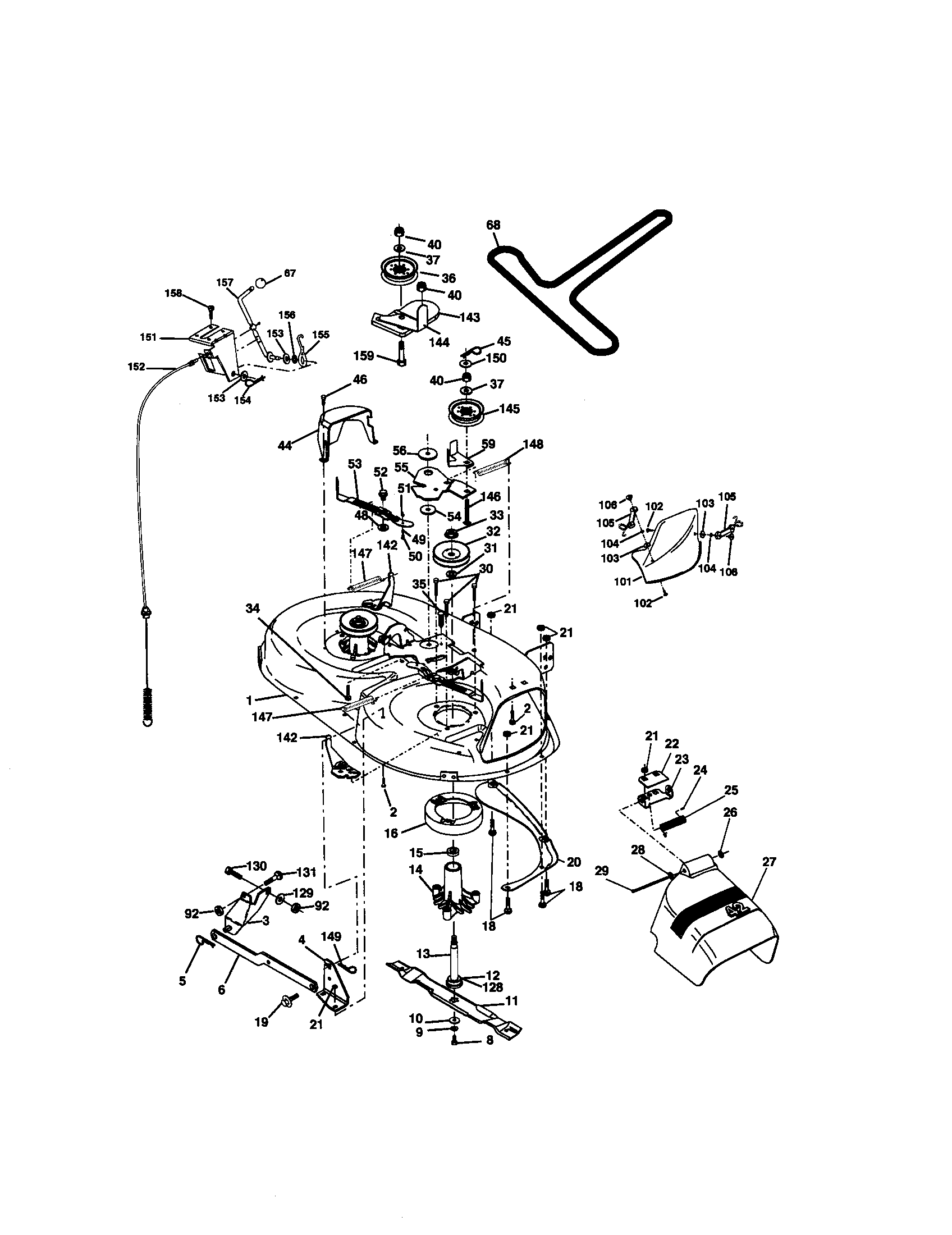 Mower Deck Diagram and Parts List for 917270680  Craftsman Lawn Tractor