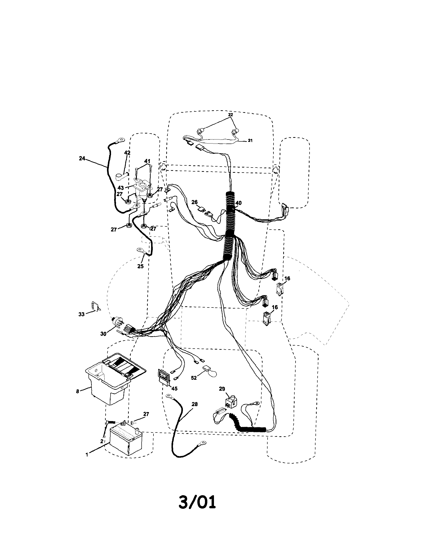 Electrical Diagram and Parts List for 917272441  Craftsman Lawn Tractor