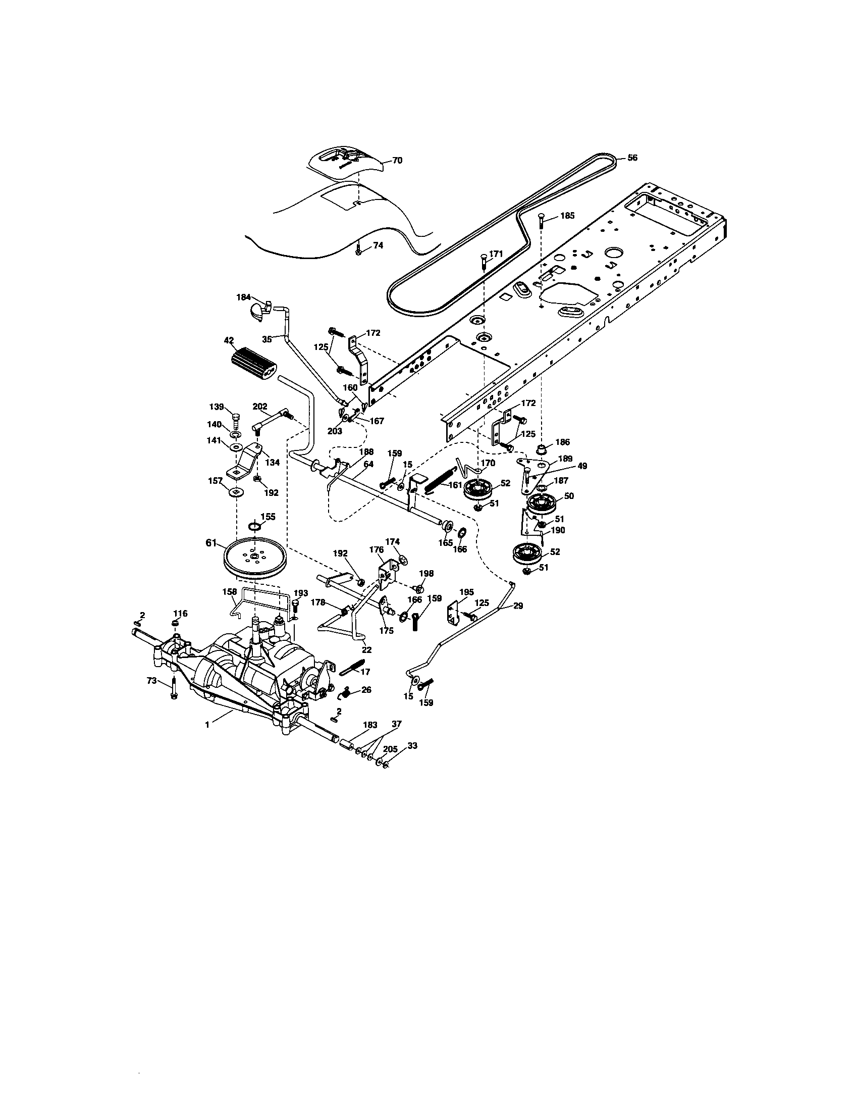 Ground Drive Diagram and Parts List for 917276632  Craftsman Lawn Tractor