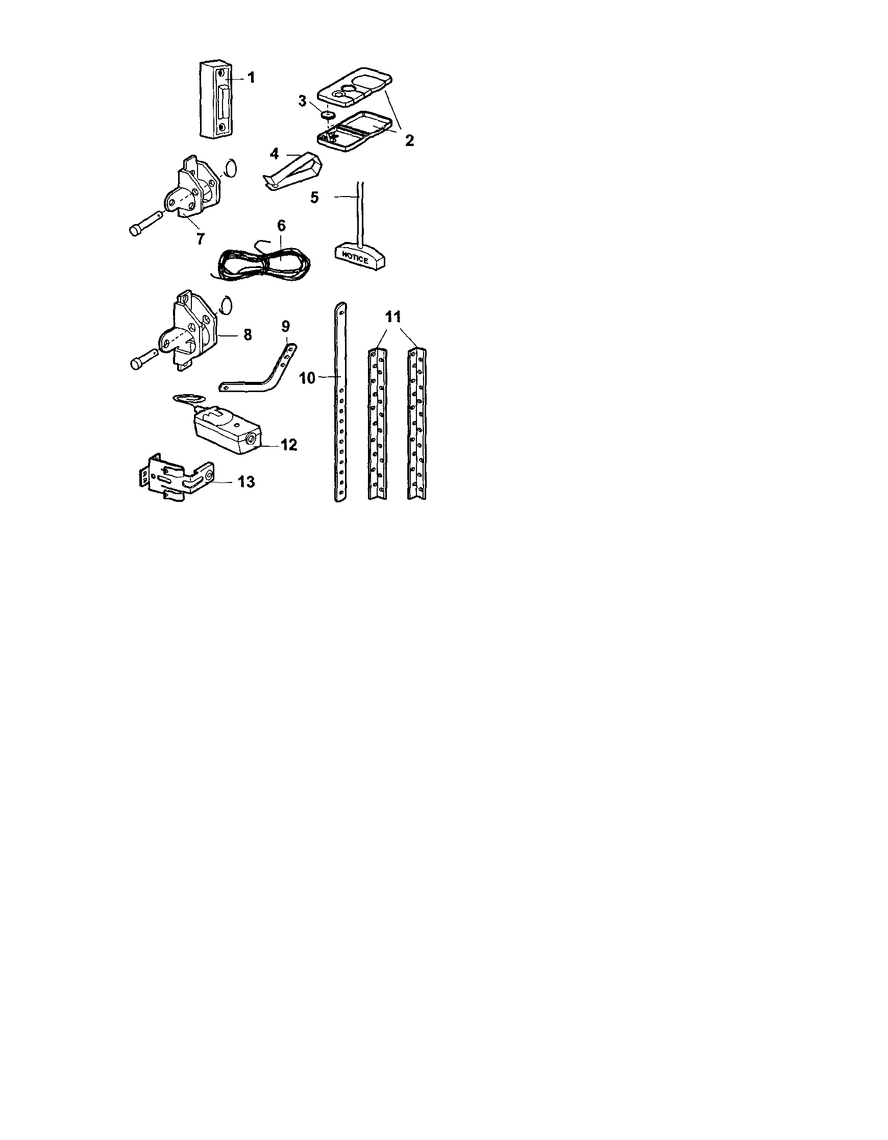 Installation Parts Diagram and Parts List for 13953954  Craftsman Garage Door Opener