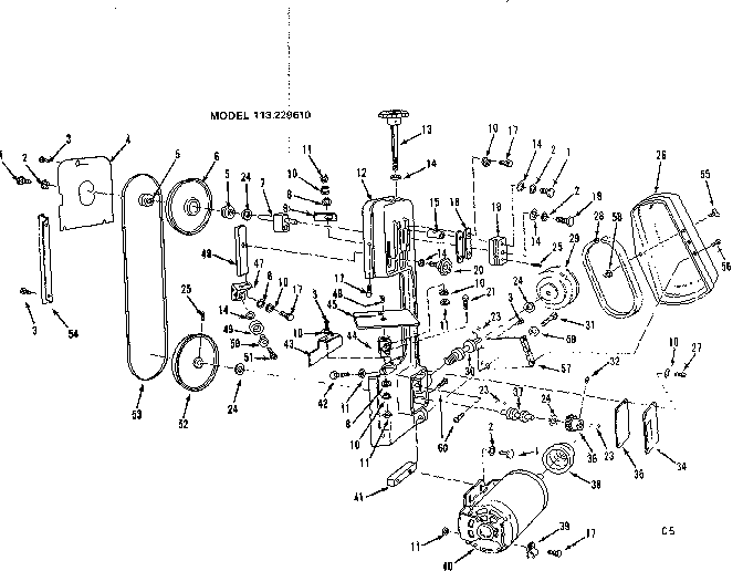 2 Inch Metal Cutting Band Saw Diagram and Parts List for 113229610  Craftsman Table Saw