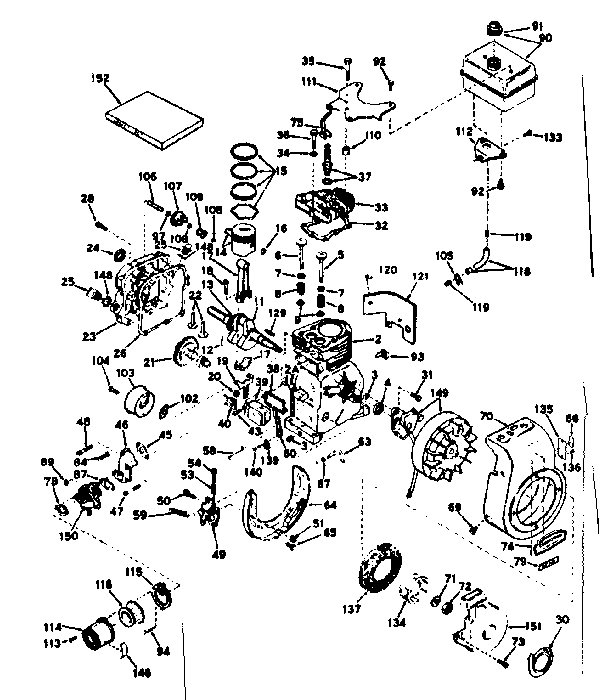 Basic Engine Diagram and Parts List for 143621042  Craftsman Engine