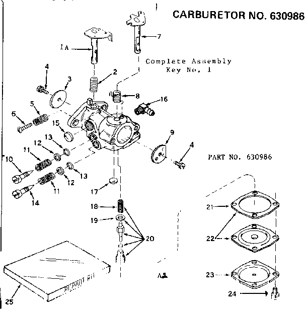 Carburetor Diagram and Parts List for 143144102  Craftsman Engine