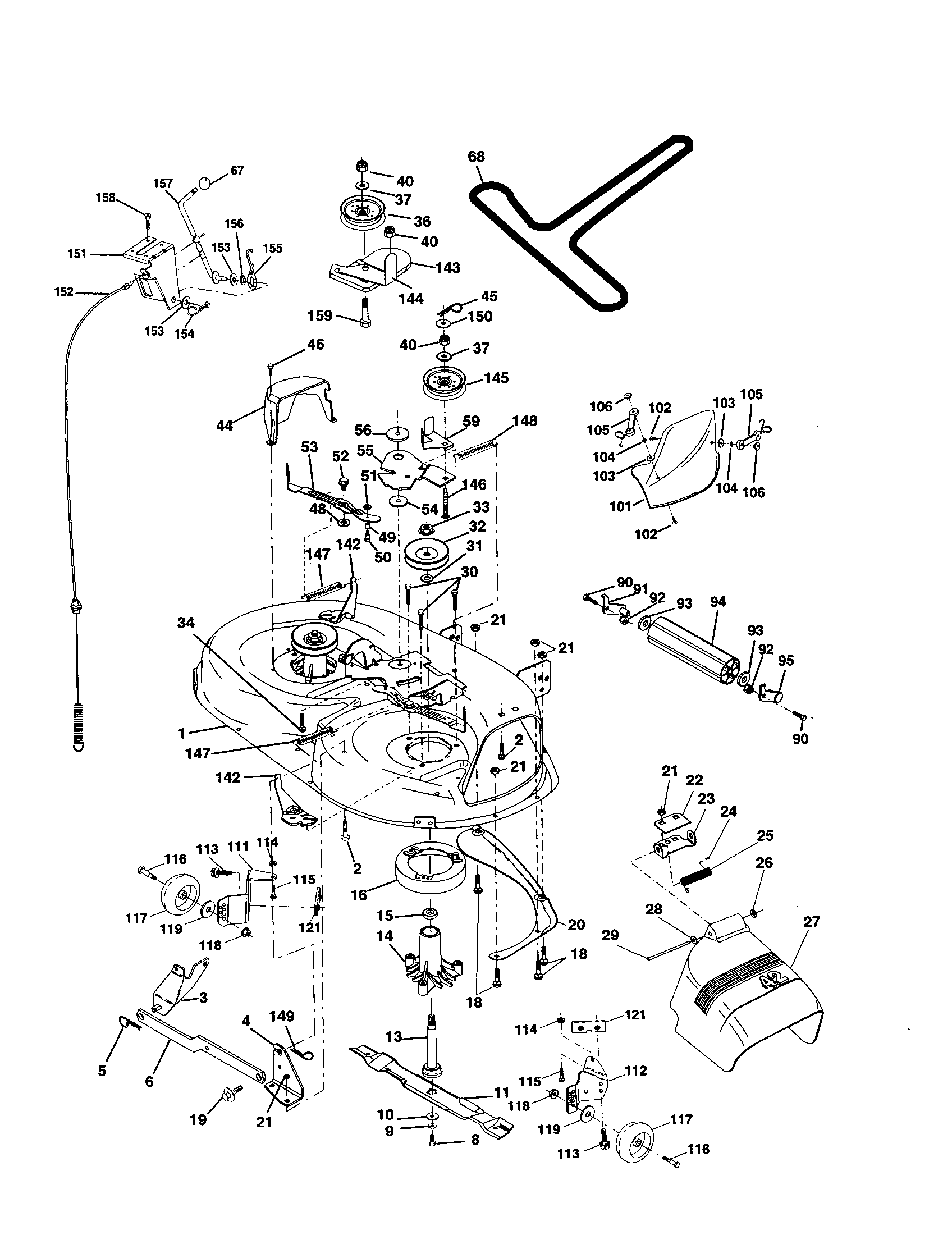 Mower Deck Diagram and Parts List for 917253870  Craftsman Lawn Tractor
