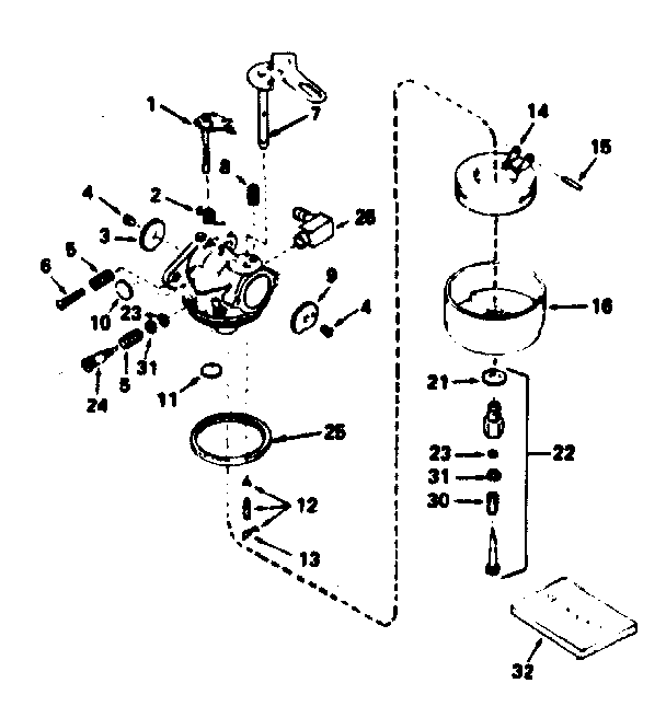 Carburetor No. 632107 Diagram and Parts List for 143794032  Craftsman Engine