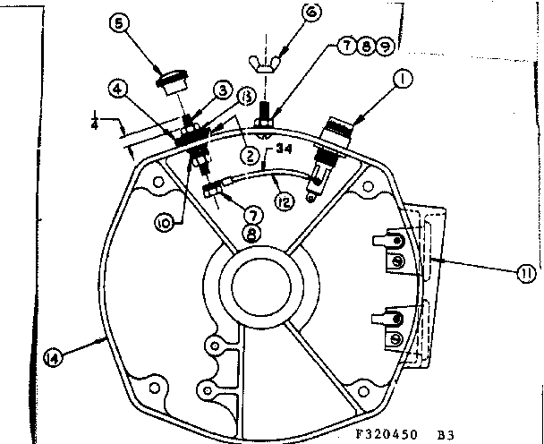 Rear Bearing Carrier Asm W/battery Charging Terminals Diagram and Parts List for 580320450  Craftsman Engine