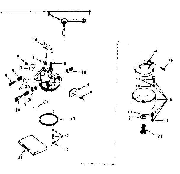 Carburetor No. 631711 Diagram and Parts List for 143636032  Craftsman Engine