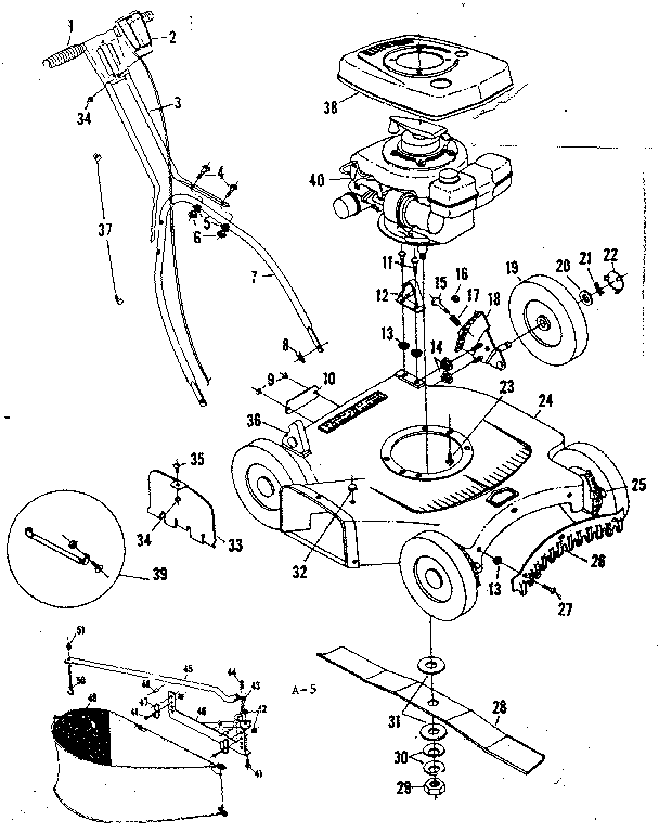 Replacement Parts Diagram and Parts List for 13191316  Craftsman Lawn Mower