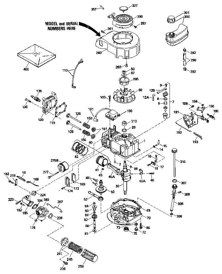 Replacement Parts Diagram and Parts List for 143414652  Craftsman Engine