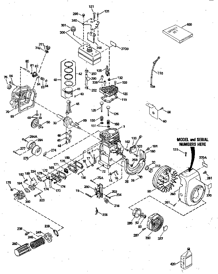 Replacement Parts Diagram and Parts List for 143804092  Craftsman Engine