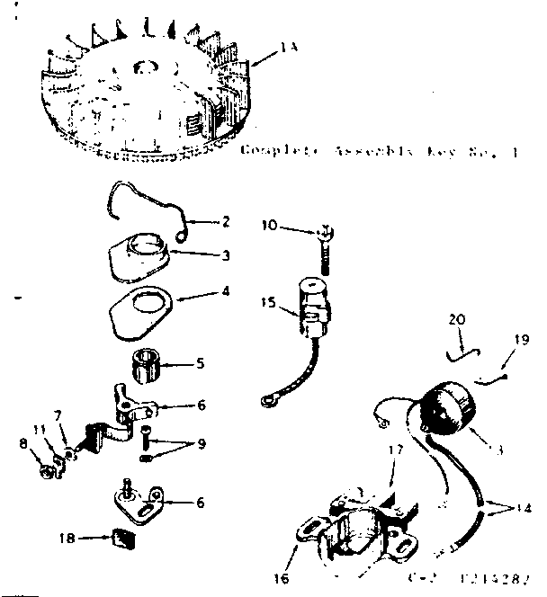 Magneto Diagram and Parts List for 143214282  Craftsman Engine