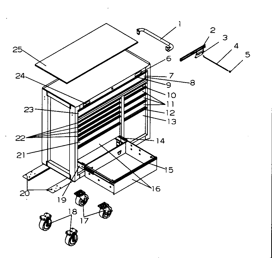 Tool Cart Diagram and Parts List for 706597221  Craftsman Tool Stand & Cart