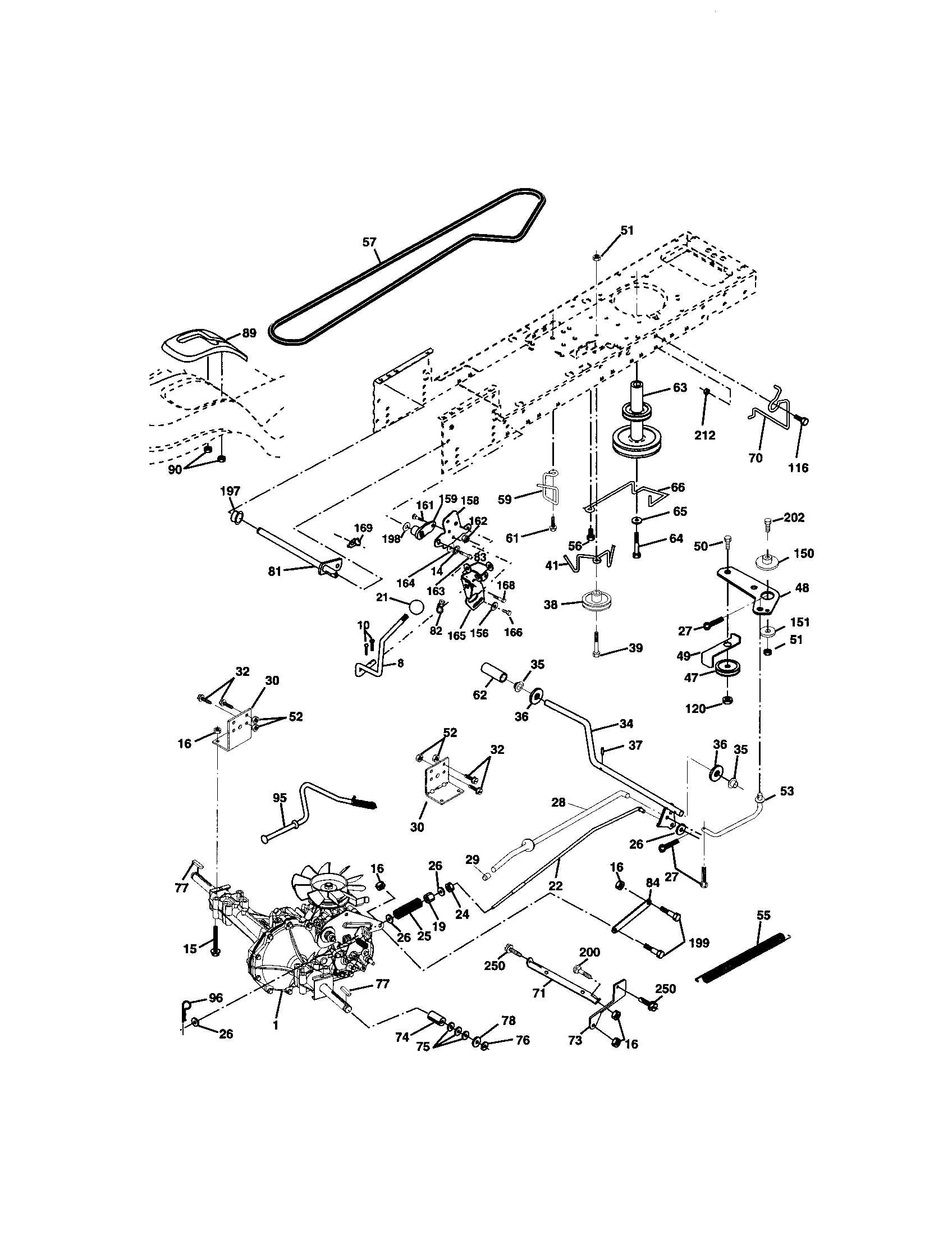 Ground Drive Diagram and Parts List for 917272462  Craftsman Lawn Tractor