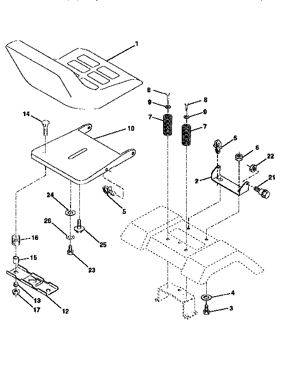 Seat Assembly Diagram and Parts List for 917258480  Craftsman Lawn Tractor