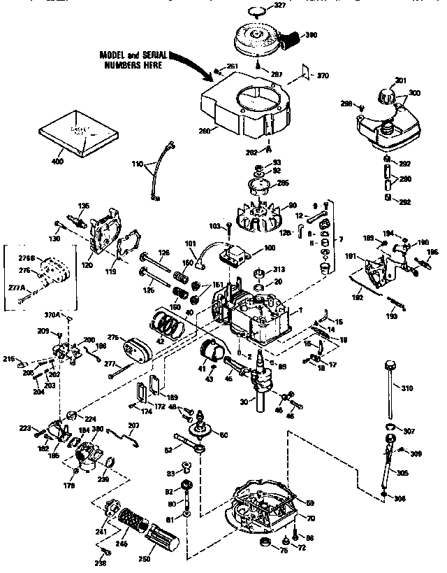 Craftsman 4-cycle Engine Diagram and Parts List for 143945004  Craftsman Engine
