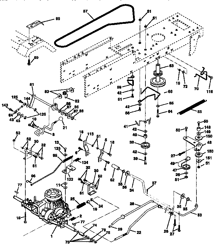 Ground Drive Diagram and Parts List for 917270621  Craftsman Lawn Tractor