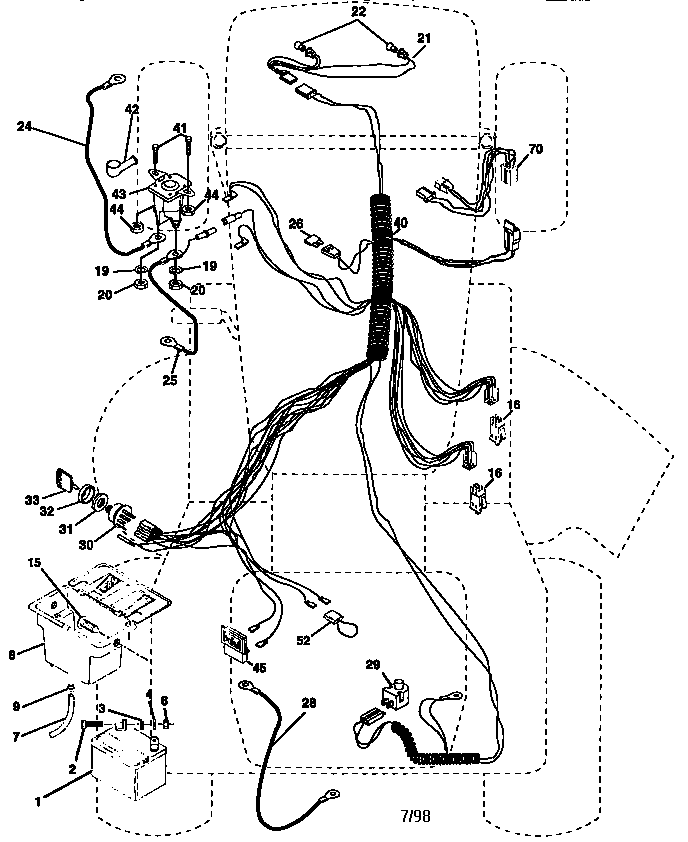 Electrical Diagram and Parts List for 917258513  Craftsman Lawn Tractor