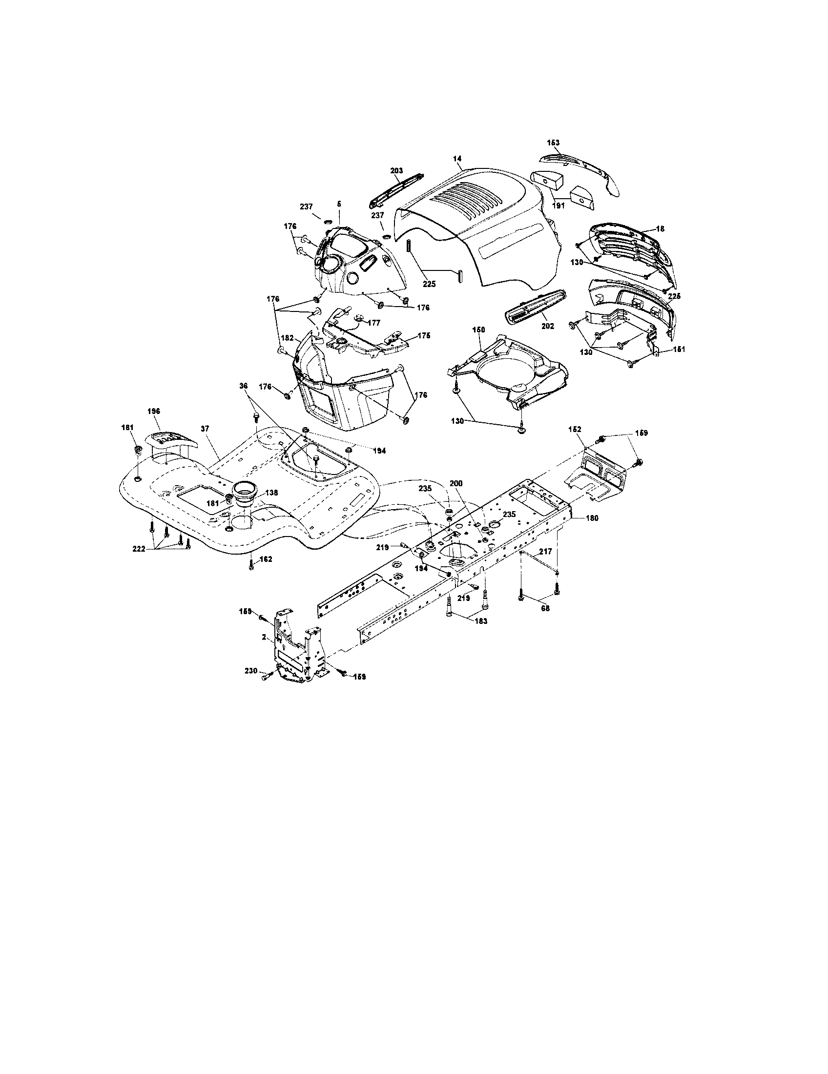 Chassis Diagram and Parts List for 917287132  Craftsman Lawn Tractor