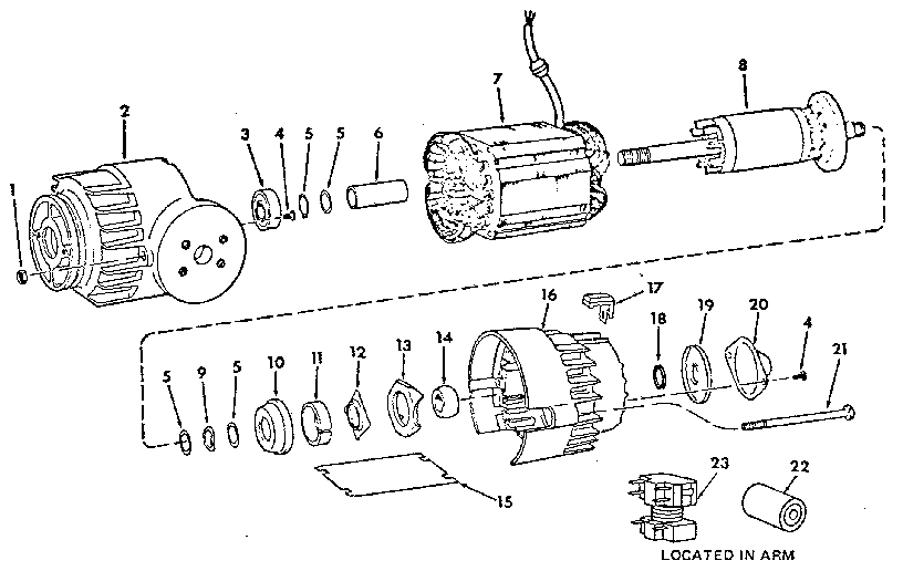 Motor Assembly 63608 Diagram and Parts List for 63608  Craftsman Power Motor