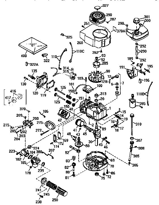 Craftsman 4-cycle Engine Diagram and Parts List for 143955004  Craftsman Engine