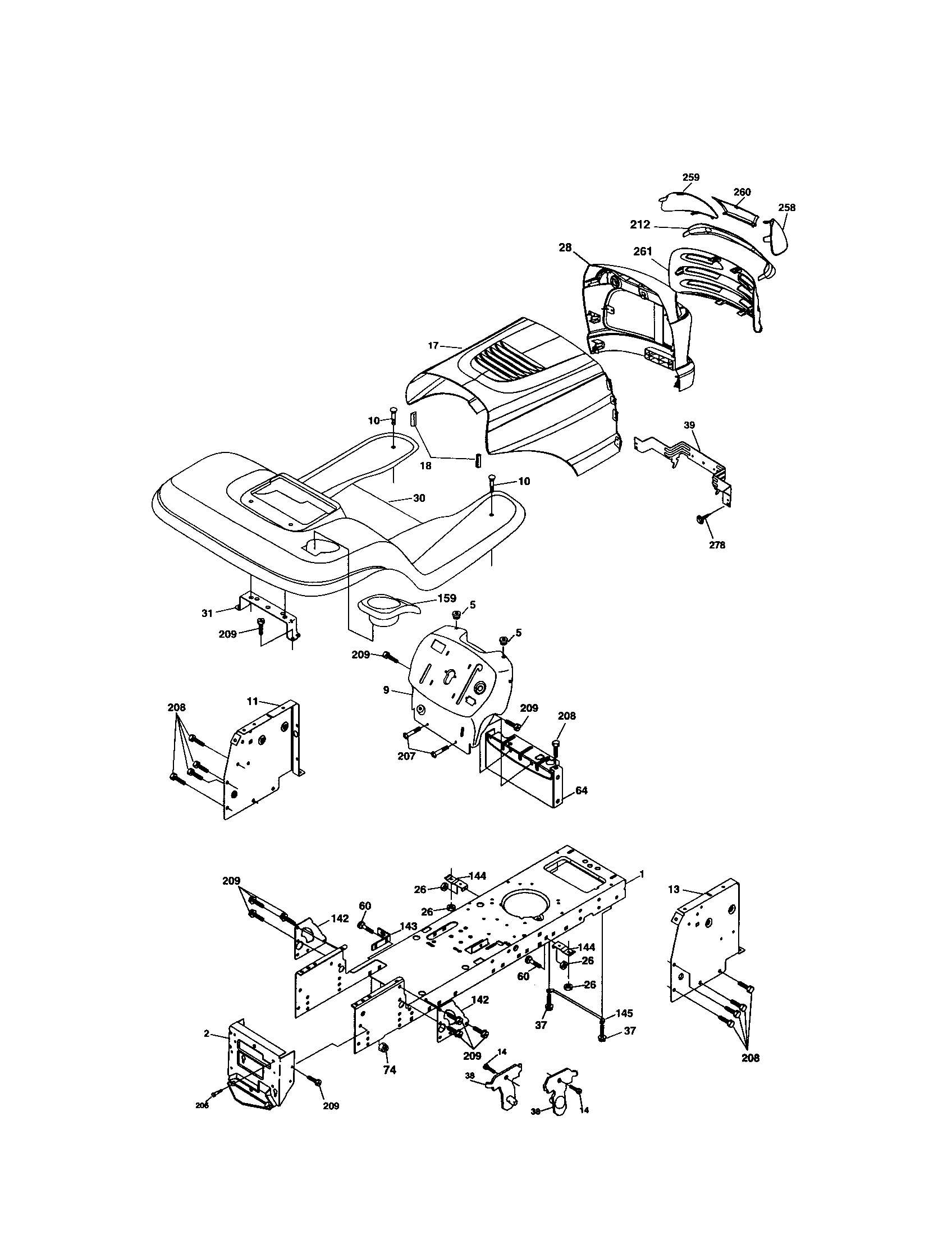 Chassis And Enclosures Diagram and Parts List for 917273757  Craftsman Lawn Tractor