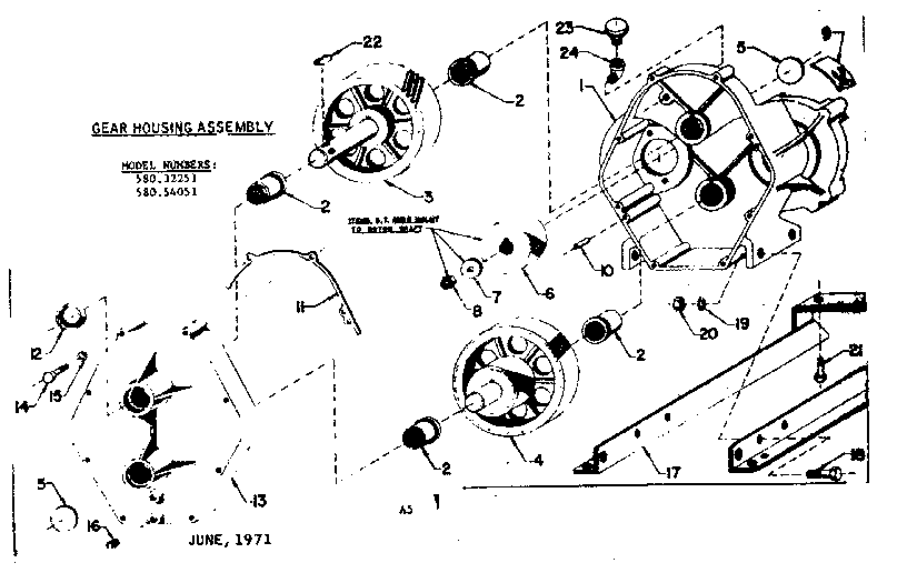 Gear Housing Assembly Diagram and Parts List for 58032251  Craftsman Engine