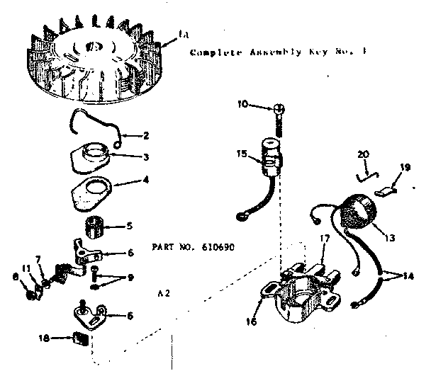 Magneto Diagram and Parts List for 143534062  Craftsman Engine