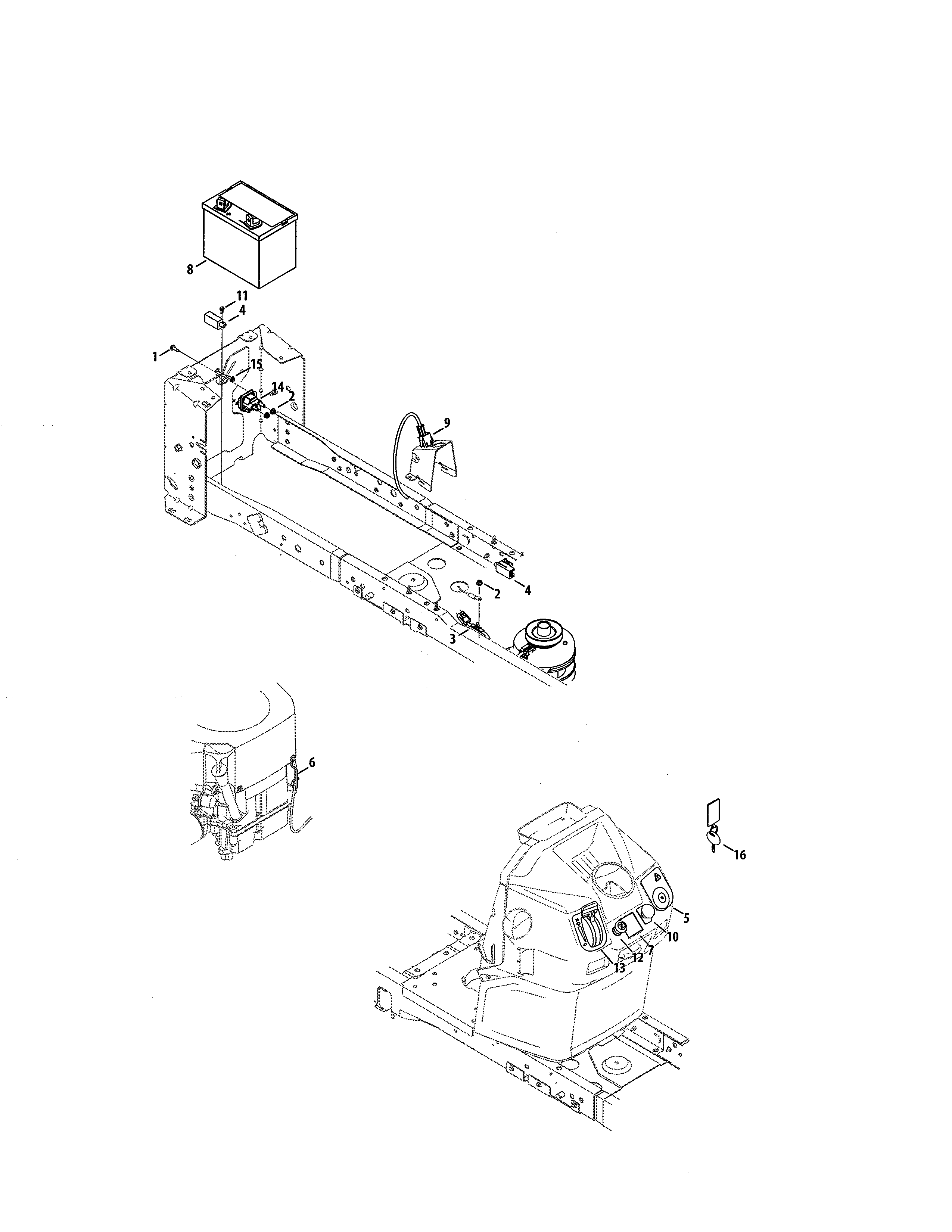 Battery/dash Harness Diagram and Parts List for 247204470  Craftsman Lawn Tractor