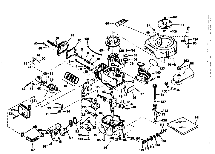 Basic Engine Diagram and Parts List for 143227072  Craftsman Engine
