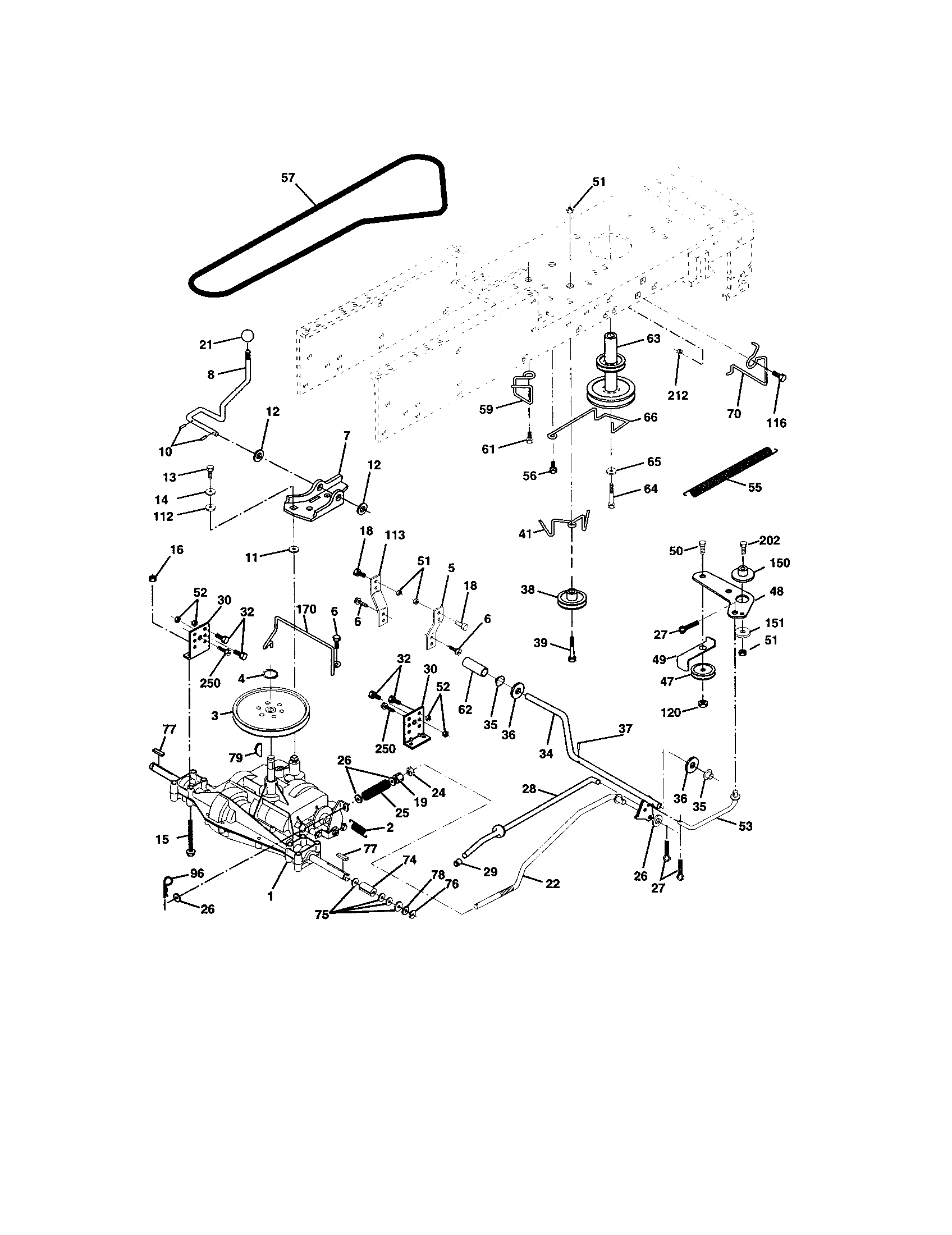 Ground Drive Diagram and Parts List for 917277130  Craftsman Lawn Tractor
