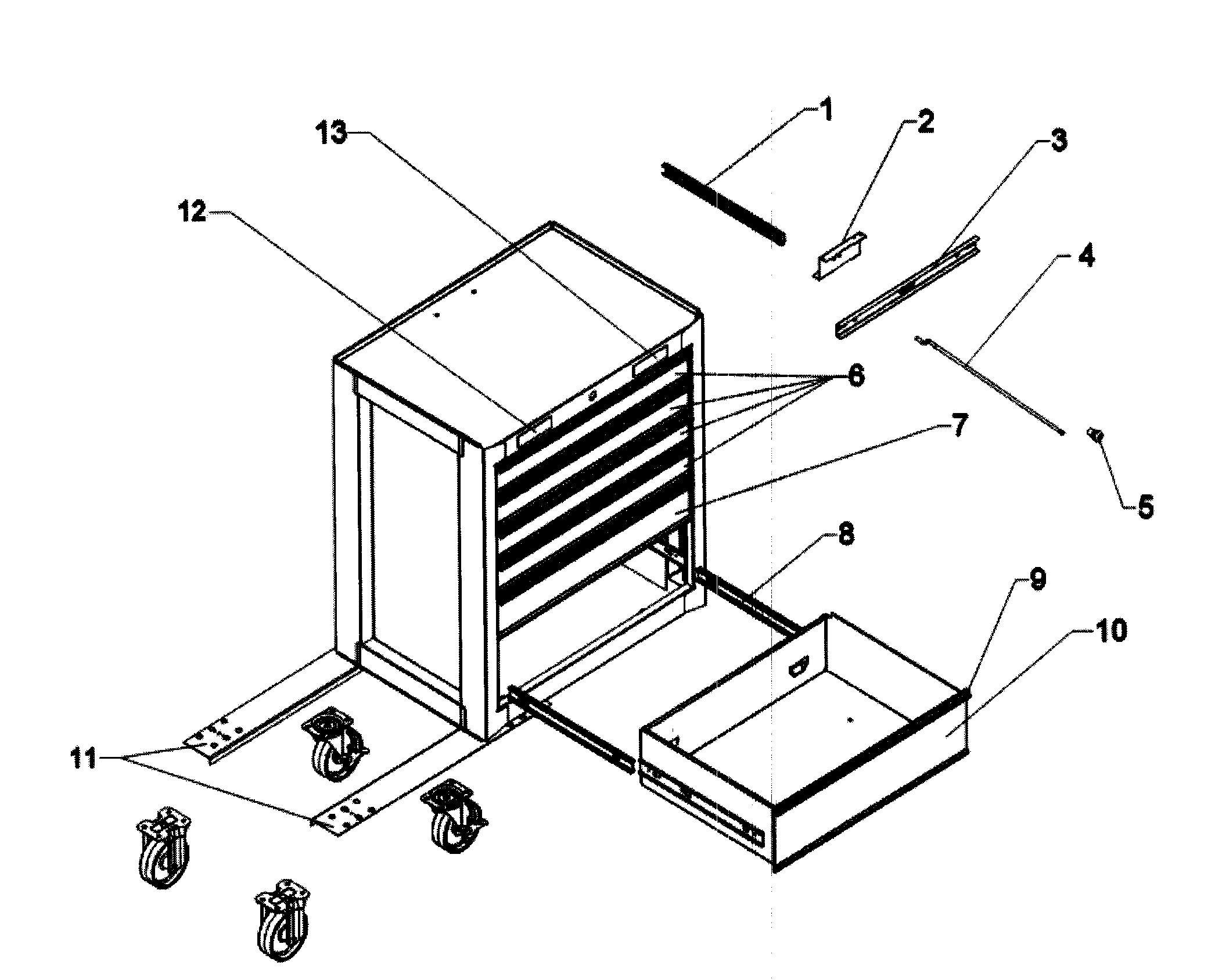 Tool Chest Diagram and Parts List for 706652025  Craftsman Tool Stand & Cart