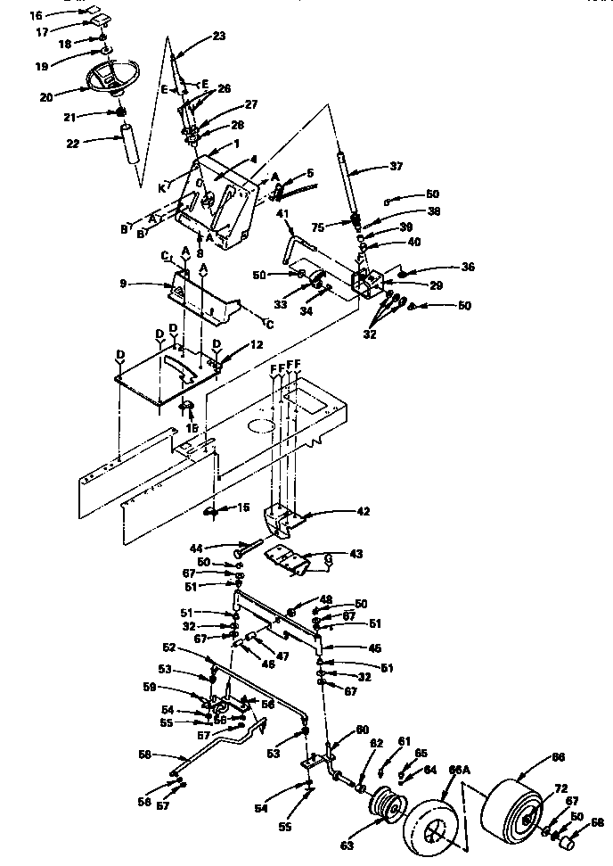 Steering And Front Axle Diagram and Parts List for 917255727  Craftsman Lawn Tractor