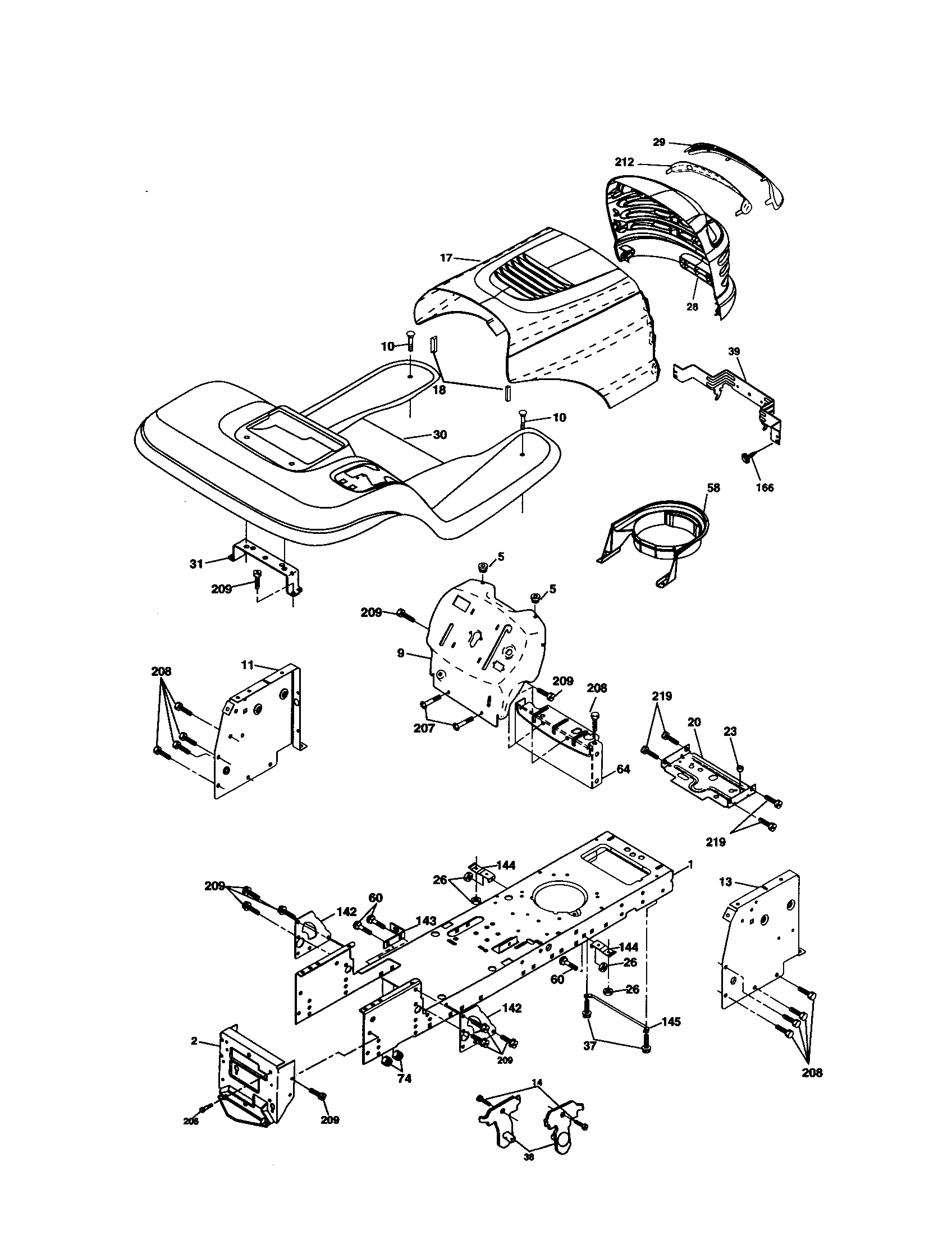 Chassis And Enclosures Diagram and Parts List for 917277440  Craftsman Lawn Tractor