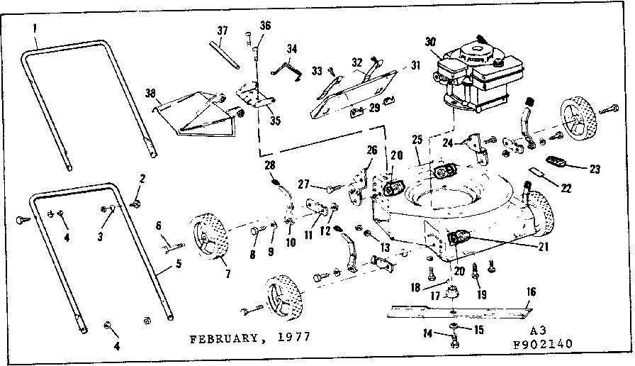 Replacement Parts Diagram and Parts List for 536902140  Craftsman Lawn Mower