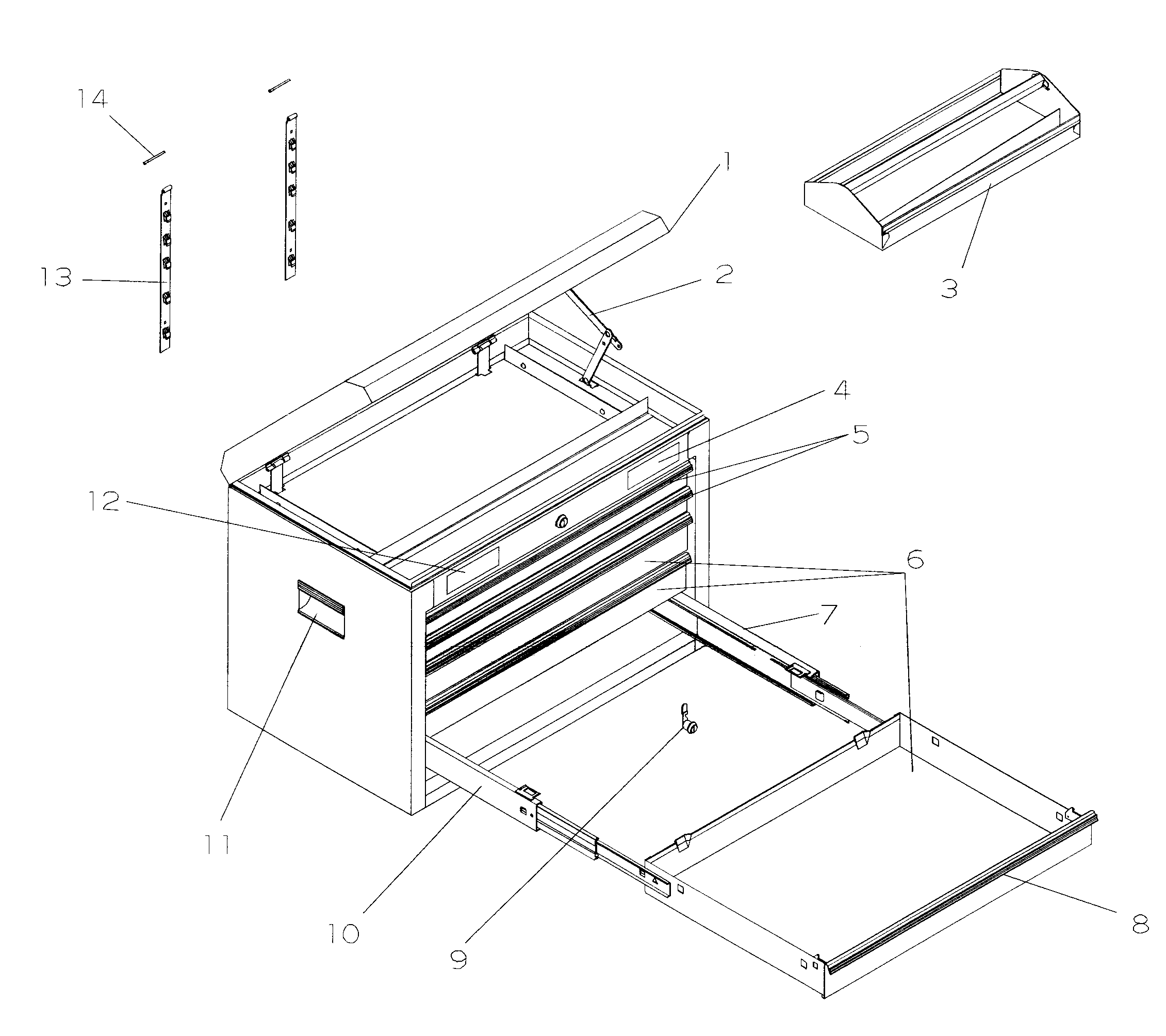 Tool Chest Diagram and Parts List for 706597145  Craftsman Tool Stand & Cart