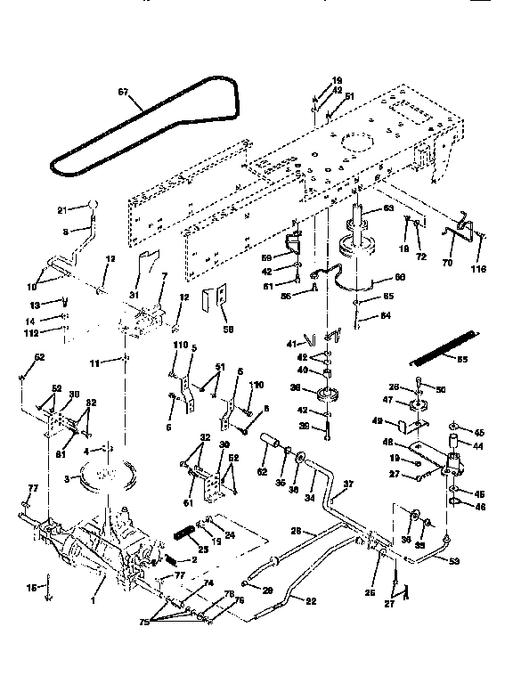 Drive Diagram and Parts List for 917256810  Craftsman Lawn Tractor