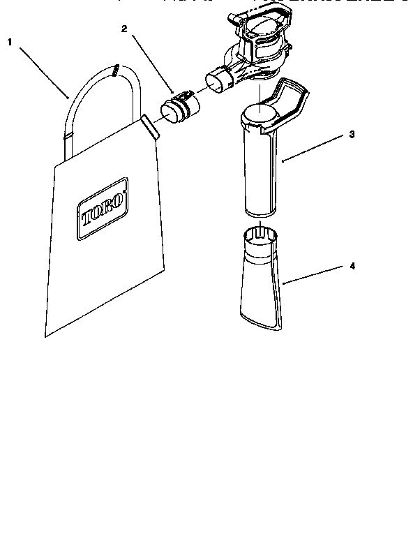 Vacuum Tube And Bag Assembly Diagram and Parts List for 13651583  Craftsman Leaf Blower / Vacuum