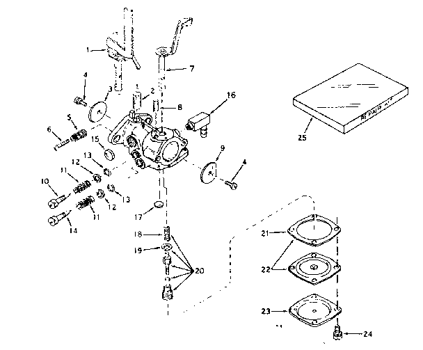 Carburetor Diagram and Parts List for 778280051  Craftsman Trimmer
