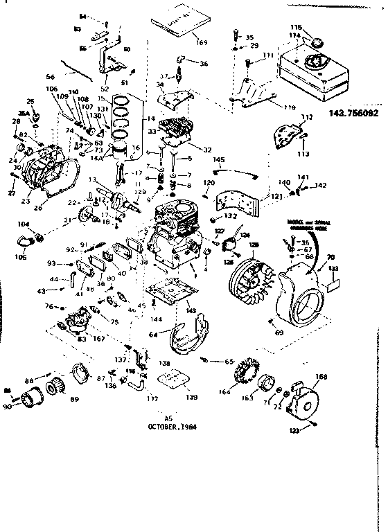 Replacement Parts Diagram and Parts List for 143756092  Craftsman Engine