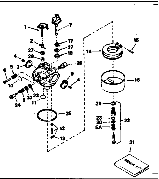 Carburetor No. Diagram and Parts List for 143356172  Craftsman Engine