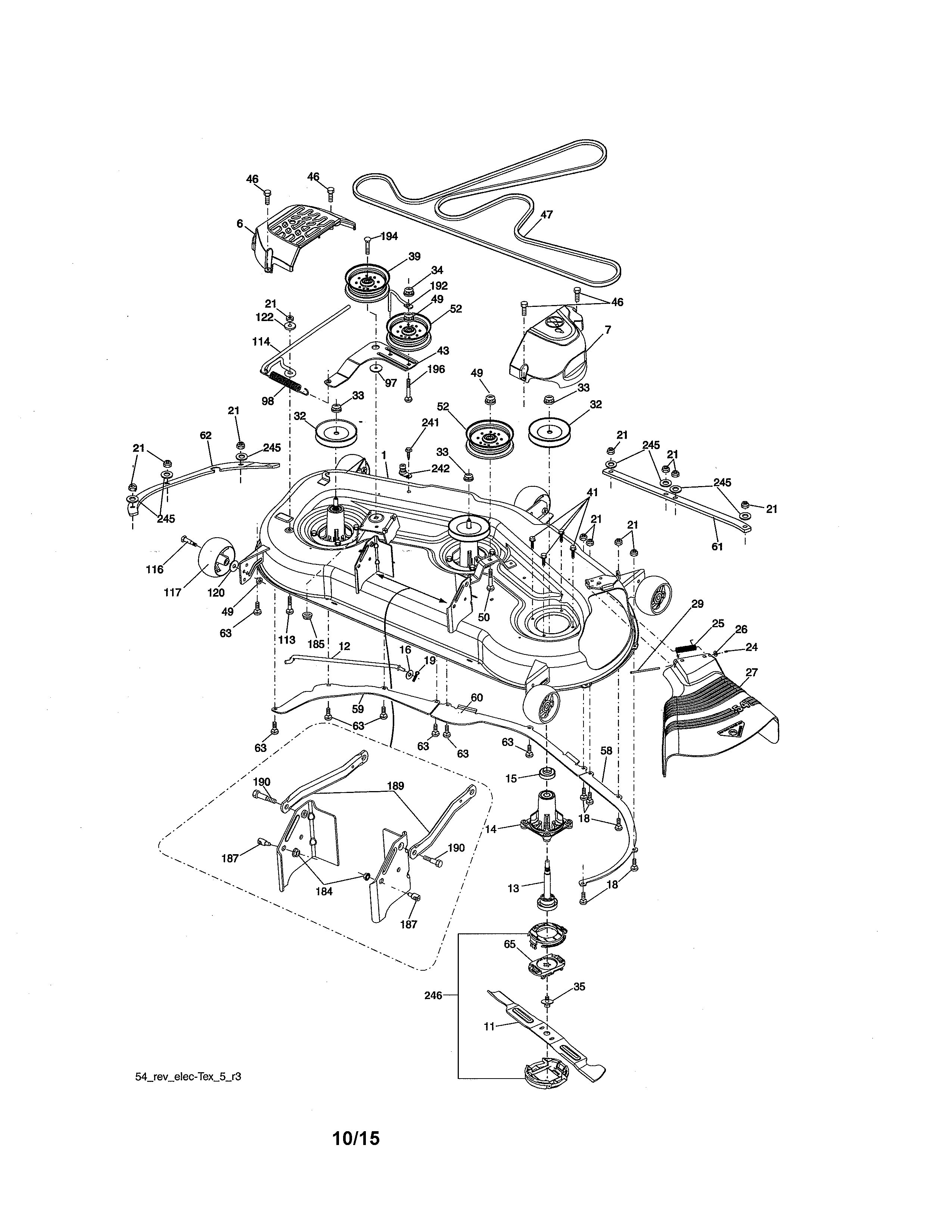 Mower Deck Diagram and Parts List for 917986440  Craftsman Lawn Tractor