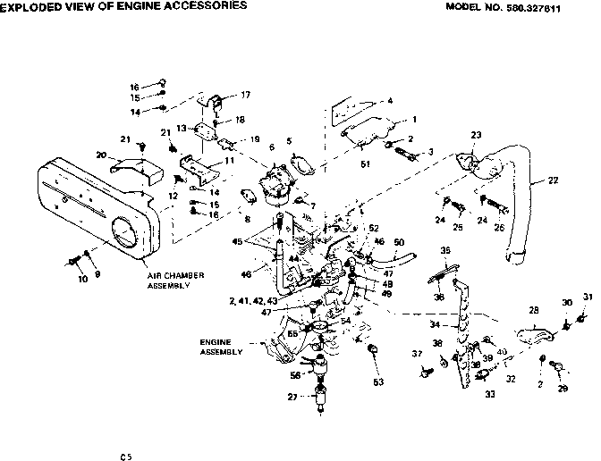 Engine Accessories Diagram and Parts List for 580327811  Craftsman Generator
