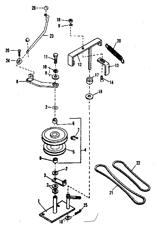 Pulley Assembly Diagram and Parts List for 842260261  Craftsman Snow Blower