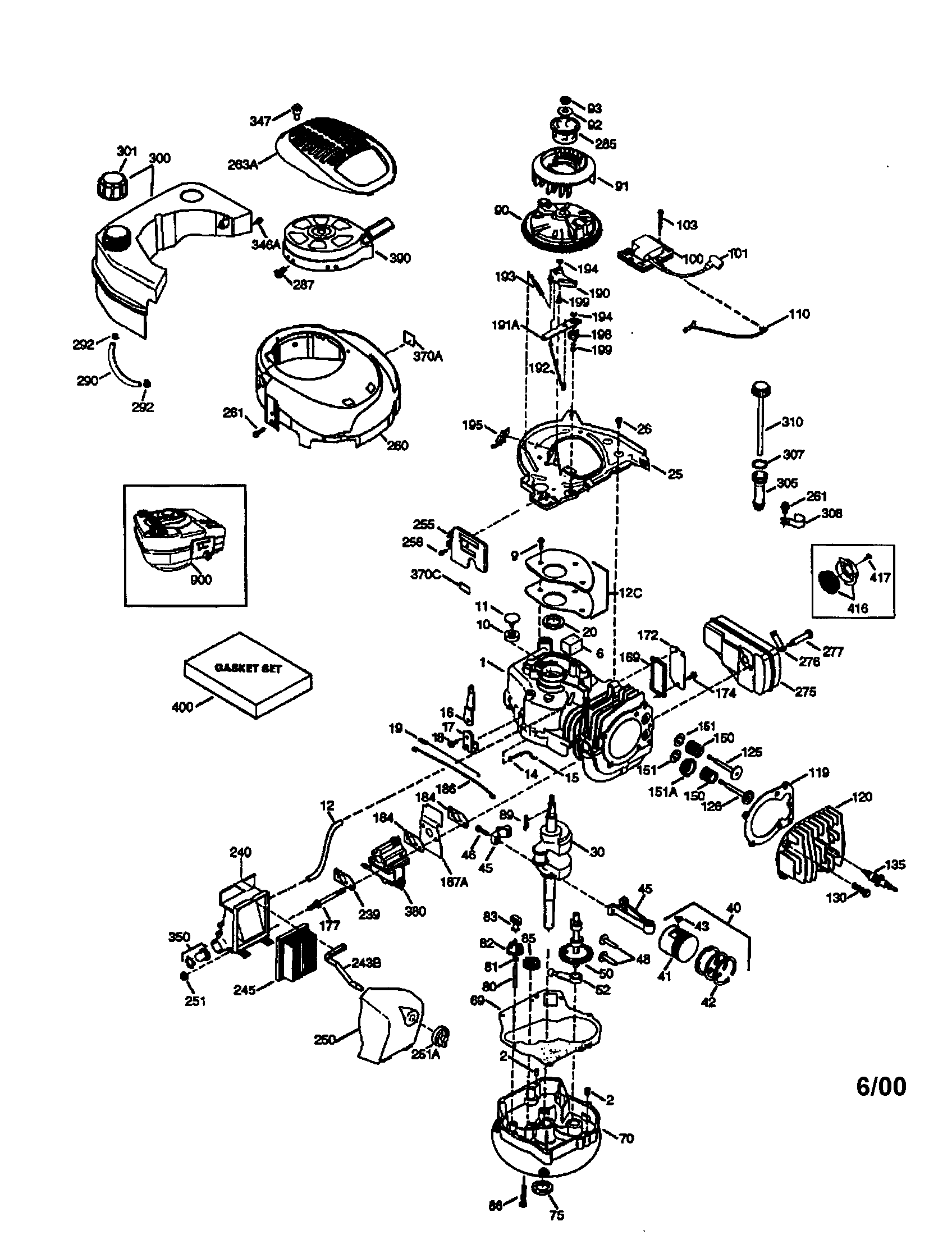 Craftsman 4-cycle Engine Diagram and Parts List for 143996704  Craftsman Engine