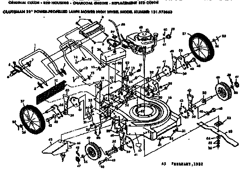 Mower Deck Diagram and Parts List for 131973663  Craftsman Lawn Mower