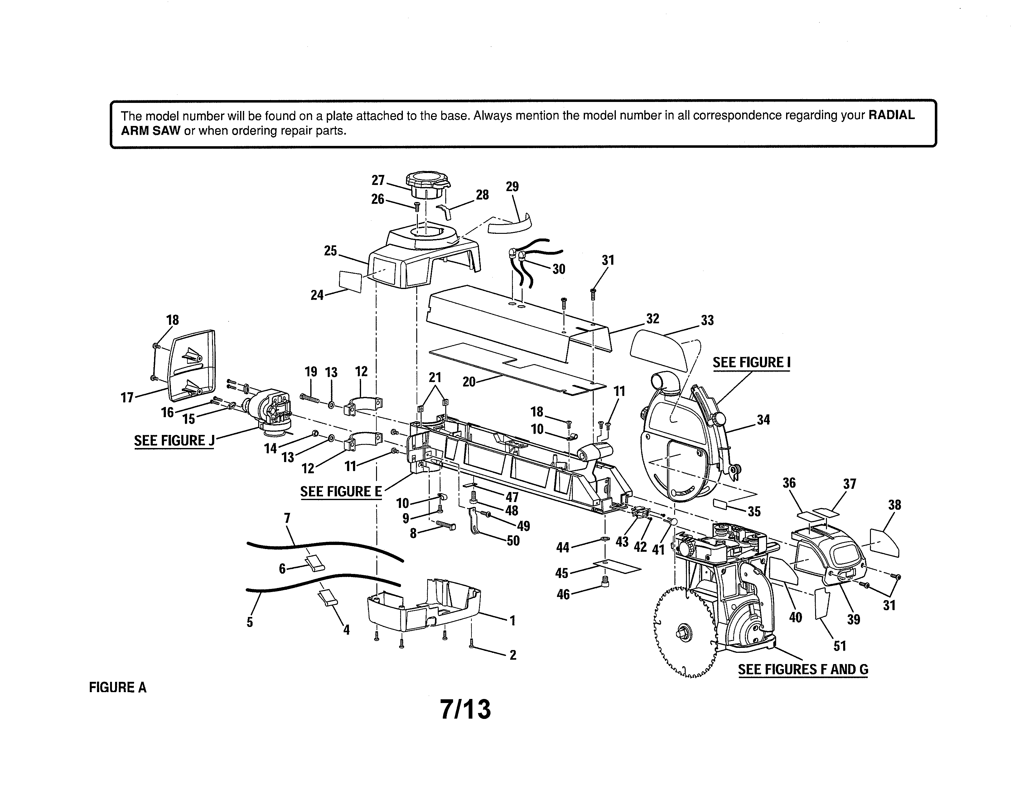 Arm Covers Diagram and Parts List for 9058  Craftsman Saw