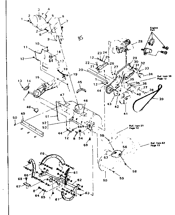 Auger Housing Assembly Diagram and Parts List for 536884300  Craftsman Snow Blower